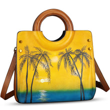 Load image into Gallery viewer, Genuine Leather Tote Bag for Women Hand Painted Leather Shoulder Handbag Handmade Purse Crossbody Work Tote Casual Purse