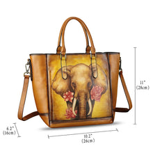 Load image into Gallery viewer, Genuine Leather Handbag for Women Hand Painted Leather Top Handle Satchel Handmade Crossbody Purse Tote Bag