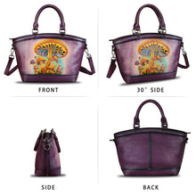 Load image into Gallery viewer, Genuine Leather Handbag Purse for Women Hand Painted Shoulder Handbag Handmade Purse Crossbody Work Tote Casual Bag