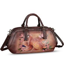 Load image into Gallery viewer, Genuine Leather Satchel for Women Hand Painted Leather Handbag Top Handle Bags Handmade Crossbody Purse Tote Bag
