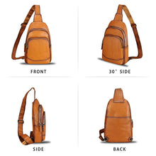 Load image into Gallery viewer, Genuine Leather Sling Bag for Women and Men - Vintage Sling Purse Backpack Shoulder Crossbody Chest Bag
