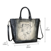 Load image into Gallery viewer, Genuine Leather Handbag for Women Hand Painted Leather Top Handle Satchel Handmade Crossbody Purse Tote Bag