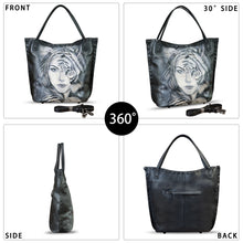 Load image into Gallery viewer, Genuine Leather Shoulder Bag for Women Hand Painted Leather Handbag Handmade Purse Crossbody Work Tote Bag Casual Purse