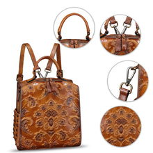 Load image into Gallery viewer, Genuine Leather Satchel for Women Purse Convertible Backpack Embossed Leather Crossbody Handbag Top Handle Bag