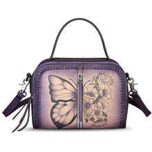 Load image into Gallery viewer, Genuine Leather Satchel for Women Hand Painted Leather Top Handle Handbag Handmade Crossbody Satchel Purse Tote Bag