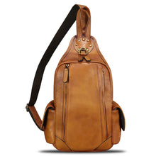 Load image into Gallery viewer, Genuine Leather Silng Bag for Men and Women Vintage Leather Sling Backpack Chest Purse Crossbody Bag