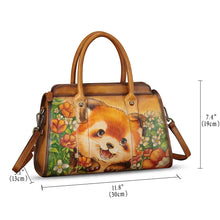 Load image into Gallery viewer, Genuine Leather Satchel for Women Hand Painted Handbag Purse Top Handle Bags Handmade Purse Crossbody Tote Bag