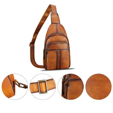 Load image into Gallery viewer, Genuine Leather Silng Bag for Women and Men Real Leather Sling Backpack Purse Chest Crossbody Bag