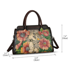 Load image into Gallery viewer, Genuine Leather Satchel for Women Hand Painted Handbag Purse Top Handle Bags Handmade Purse Crossbody Tote Bag
