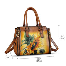 Load image into Gallery viewer, Genuine Leather Handbag for Women Hand Painted Leather Top Handle Purse Handmade Crossbody Satchel Tote Bag