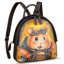 Load image into Gallery viewer, Genuine Leather Backpack for Women Hand Painted Purse Retro Leather Handmade College Knapsack Rucksack Casual Daypack
