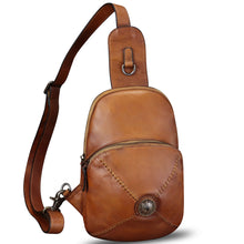 Load image into Gallery viewer, Genuine Leather Sling Bag for Women Vintage Real Leather Sling Backpack Shoulder Crossbody Bag Chest Purse