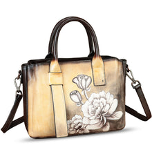 Load image into Gallery viewer, Genuine Leather Satchel for Women Hand Painted Leather Handbag Top Handle Bags Handmade Purse Crossbody Bag
