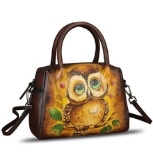 Load image into Gallery viewer, Genuine Leather Handbag for Women Hand Painted Top Handle Purse Retro Handmade Satchel Vintage Crossbody Hobo Bag