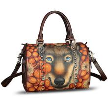 Load image into Gallery viewer, Genuine Leather Satchel for Women Hand Painted Leather Handbag Top Handle Bags Handmade Purse Crossbody Tote Bag