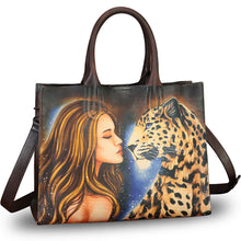 Load image into Gallery viewer, Genuine Leather Handbag for Women Hand Painted Leather Top Handle Bag Handmade Crossbody Purse Work Tote