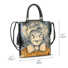Load image into Gallery viewer, Genuine Leather Handbag for Women Hand Painted Leather Top Handle Bag Handmade Crossbody Purse Work Tote Bag