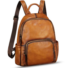 Load image into Gallery viewer, Genuine Leather Fashion Backpack for Women Vintage Satchel Soft Real Leather Knapsack Purse Rucksack Daypack Ba