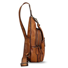 Load image into Gallery viewer, Genuine Leather Sling Bag for Women and Men Vintage Handmade Leather Sling Backpack Fashion Crossbody Bag Chest Purse