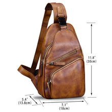 Load image into Gallery viewer, Genuine Leather Sling Bags for Men and Women Chest Shoulder Backpack Handmade Crossbody Motocycle Daypack