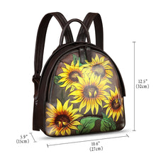 Load image into Gallery viewer, Genuine Leather Backpack for Women Hand Painted Purse Retro Leather Handmade College Knapsack Rucksack Casual Daypack