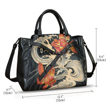 Load image into Gallery viewer, Genuine Leather Handbag Satchel for Women Hand Painted Handmade Crossbody Work Tote Bag Casual Shoulder Purses