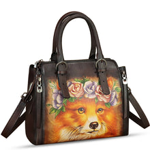 Load image into Gallery viewer, Genuine Leather Handbag for Women Hand Painted Leather Top Handle Purse Handmade Crossbody Satchel Tote Bag