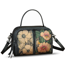 Load image into Gallery viewer, Genuine Leather Satchel for Women Hand Painted Leather Top Handle Handbag Handmade Crossbody Satchel Purse Tote Bag