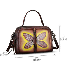 Load image into Gallery viewer, Genuine Leather Satchel for Women Hand Painted Leather Top Handle Handbag Handmade Crossbody Satchel Purse Tote Bag