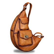 Load image into Gallery viewer, Genuine Leather Large Sling Bag for Men and Women Vintage Real Leather Sling Backpack Shoulder Crossbody Bag Chest Bag