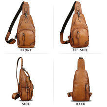 Load image into Gallery viewer, Genuine Leather Sling Bag Vintage Crossbody Shoulder Bag Handmade Casual Backpack Fanny Purse Chest Bag