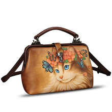 Load image into Gallery viewer, Genuine Leather Handbag Satchel for Women Hand Painted Leather Handmade Pouch Casual Shoulder Purse Bag