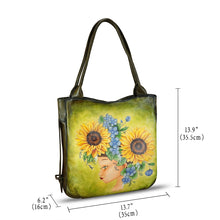 Load image into Gallery viewer, Genuine Leather Shoulder Bag for Women Hand Painted Leather Handbag Handmade Purse Work Tote Bag Casual Purse