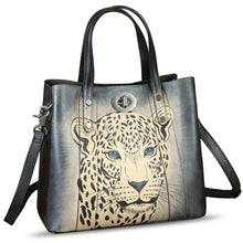 Load image into Gallery viewer, Genuine Leather Handbag Satchel for Women Hand Painted Leather Handmade Work Tote Bag Casual Shoulder Purse