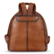 Load image into Gallery viewer, Genuine Leather Backpack for Women Hand Painted Purse Retro Leather Handmade College Knapsack Rucksack Casual Daypack