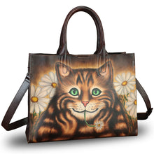 Load image into Gallery viewer, Genuine Leather Handbag for Women Hand Painted Leather Top Handle Bag Handmade Crossbody Purse Work Tote