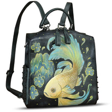 Load image into Gallery viewer, Genuine Leather Satchel for Women Hand Painted Purse Crossbody Handbag Top Handle Bags Handmade Convertible Backpack