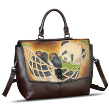 Load image into Gallery viewer, Genuine Leather Satchel for Women Hand Painted Handbag Top Handle Bags Handmade Purse Crossbody Tote Bag Purse