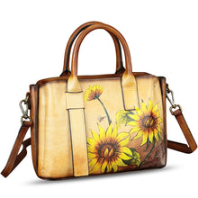 Load image into Gallery viewer, Genuine Leather Satchel for Women Hand Painted Leather Handbag Top Handle Bags Handmade Purse Crossbody Bag