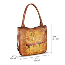Load image into Gallery viewer, Genuine Leather Shoulder Bag for Women Hand Painted Leather Handbag Handmade Purse Work Tote Bag Casual Purse