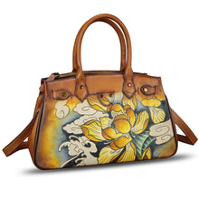 Load image into Gallery viewer, Genuine Leather Satchel for Women Hand Painted Leather Handbag Top Handle Bags Handmade Crossbody Purse Work Tote