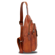 Load image into Gallery viewer, Genuine Leather Sling Bag Chest Shoulder Pack Crossbody Casual Daypack Vintage Handmade Hiking Backpack Motorcycle Bag