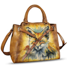 Load image into Gallery viewer, Genuine Leather Handbag Satchel for Women Hand Painted Handmade Crossbody Work Tote Bag Casual Shoulder Purses