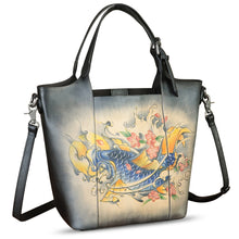 Load image into Gallery viewer, Genuine Leather Handbag Satchel for Women Hand Painted Leather Handmade Work Tote Casual Shoulder Purse Bag