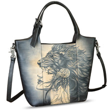 Load image into Gallery viewer, Genuine Leather Handbag Satchel for Women Hand Painted Leather Handmade Work Tote Casual Shoulder Purse Bag
