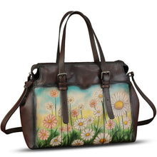 Load image into Gallery viewer, Genuine Leather Satchel for Women Hand Painted Pattern Handbag Top Handle Bags Handmade Crossbody Purse Work Tote