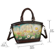 Load image into Gallery viewer, Genuine Leather Handbag Purse for Women Hand Painted Shoulder Handbag Handmade Purse Crossbody Work Tote Casual Bag