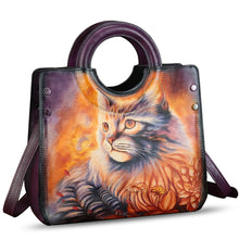 Load image into Gallery viewer, Genuine Leather Tote Bag for Women Hand Painted Leather Shoulder Handbag Handmade Purse Crossbody Work Tote Casual Purse