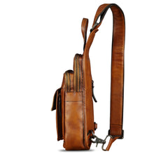 Load image into Gallery viewer, Genuine Leather Sling Bag for Men and Women Vintage Real Leather Fashion Sling Backpack Shoulder Crossbody Chest Purse