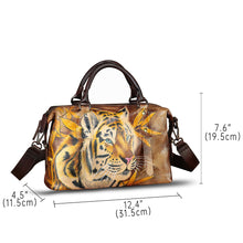 Load image into Gallery viewer, Genuine Leather Satchel for Women Hand Painted Handbag Top Handle Bags Handmade Purse Crossbody Tote Bag